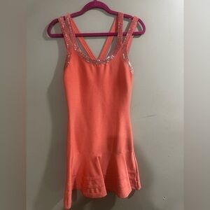 Marciano Vibrant Coral Dress with Shimmer Straps